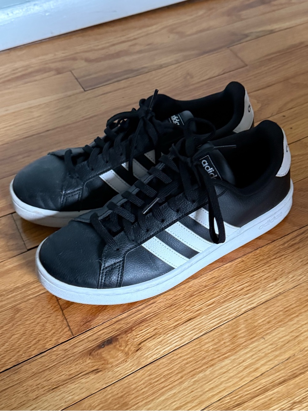 adidas Black Sneakers with White Stripes